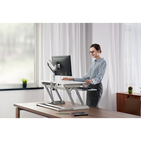 WERGON - Winston - Justerbar Ergonomisk hæve/sænke Desk Riser til bord/arbejdsplads - Sort