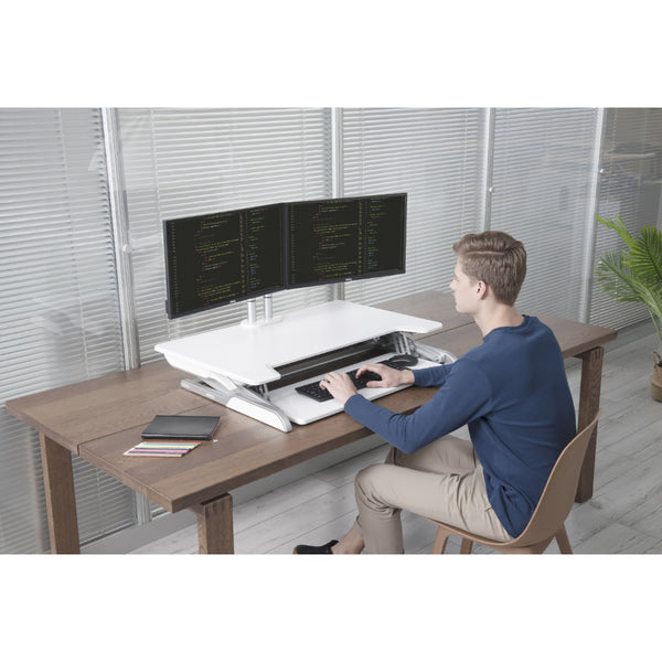 WERGON - Winston - Justerbar Ergonomisk hæve/sænke Desk Riser til bord/arbejdsplads - Sort