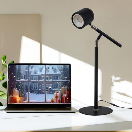 Sort Klassisk & Minimalistisk Skrivebordslampe - Med Base & Transformbar arm