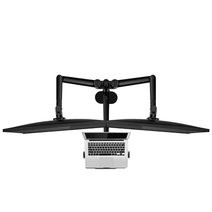 WERGON - Tine - Justerbar Dual Skærm holder - skærm Max 2 x 27" - Laptop 11-17" - Sort