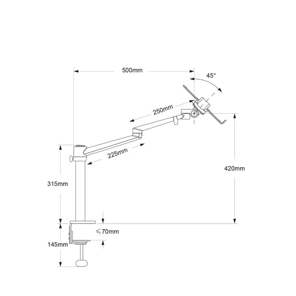 WERGON - Vilfred - laptop/skærm holder - justerbar 360 grader -11-17" - Sort