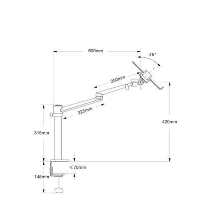 WERGON - Vilfred - laptop/skærm holder - justerbar 360 grader -11-17" - Sølv