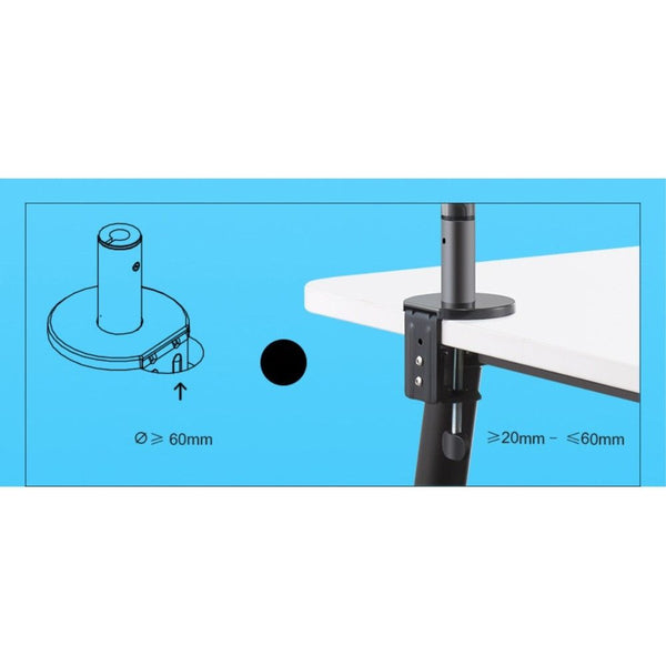 WERGON - Felix - Desktop holder med Gasfjeder til skærm op til 32" / Laptop til 11-17" - Mørkegrå