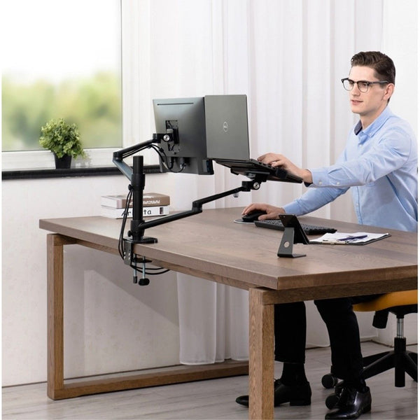 WERGON - Noah - Justerbar Dual Desktop holder - skærm Max 27" / Laptop 11-17" - Sølv