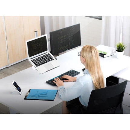 WERGON - Noah - Justerbar Dual Desktop holder - skærm Max 27" / Laptop 11-17" - Sølv