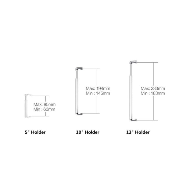 WERGON - Vega - iPhone / tablet holder -  4-13" - Justerbar Design Alu holder H:31-95cm - Sølv