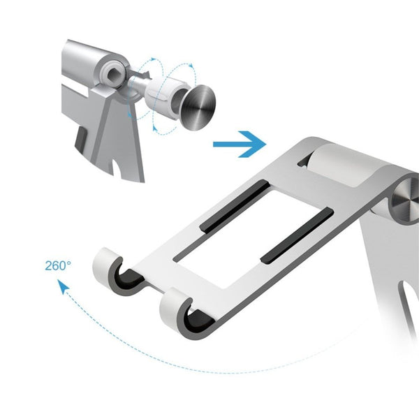 WERGON - Alba - iPhone / Smartphone / Tablet - Aluminium Foldbar Design holder 7-10" - Sølv