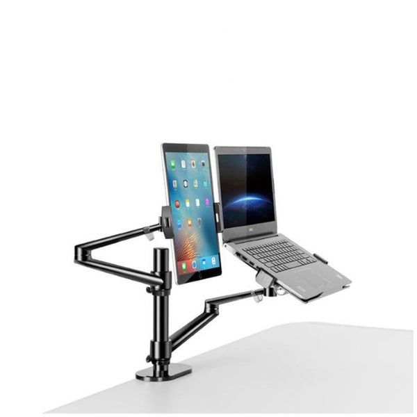 WERGON - Konrad - Justerbar Dual holder - Til en Laptop 11-17" + en Monitor skærm Max 27"  - Sort