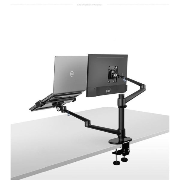 WERGON - Konrad - Justerbar Dual holder - Til en Laptop 11-17" + en Monitor skærm Max 27"  - Sort