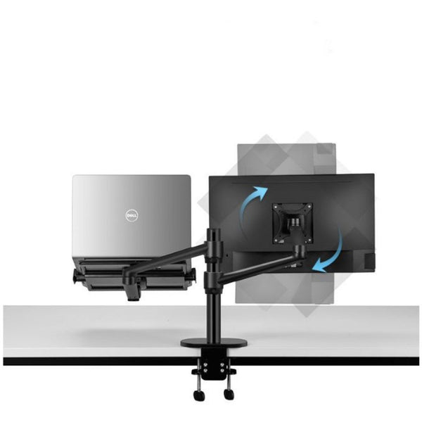 WERGON - Konrad - Justerbar Dual holder - Til en Laptop 11-17" + en Monitor skærm Max 27"  - Sort