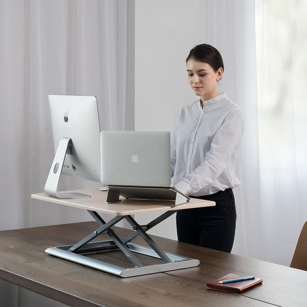 WERGON - Vincent - Justerbar Ergonomisk hæve/sænke Desk Riser til bord/arbejdsplads - Mørk brun