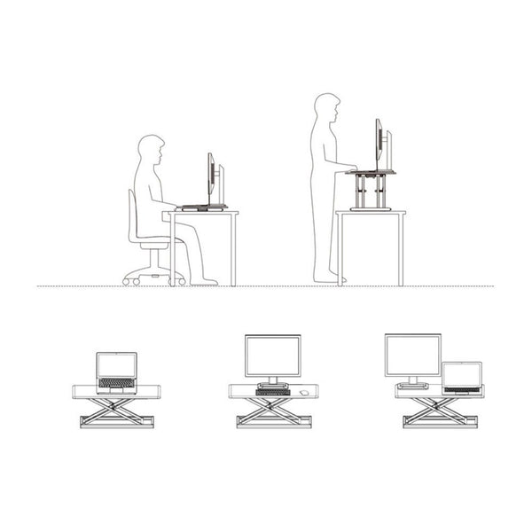 WERGON - Vincent - Justerbar Ergonomisk hæve/sænke Desk Riser til bord/arbejdsplads - Lys bøg