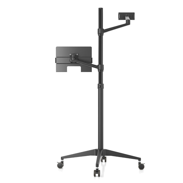 WERGON - Tristan - Justerbar Alu holder med hjul - Laptop 10-17" / Tablet 4-14" - H:83-130cm - Sort