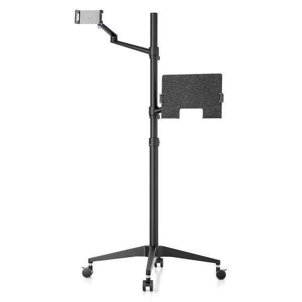 WERGON - Tristan - Justerbar Alu holder med hjul - Laptop 10-17" / Tablet 4-14" - H:83-130cm - Sort