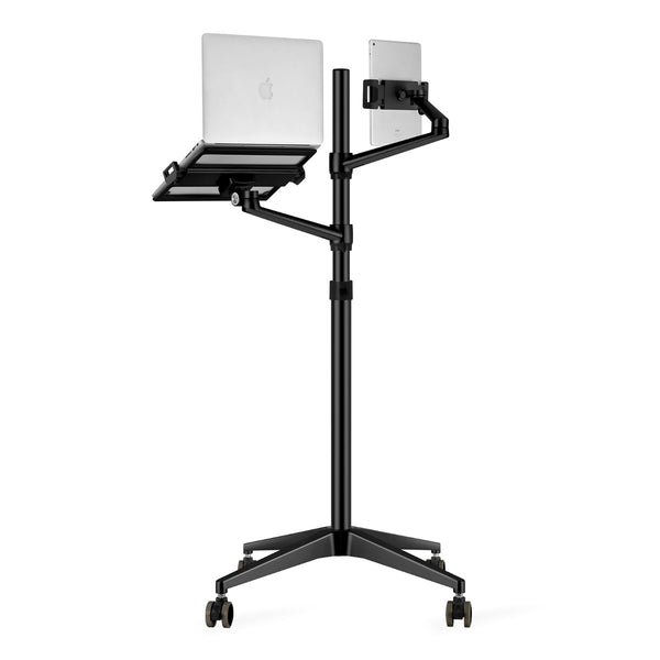 WERGON - Tristan - Justerbar Alu holder med hjul - Laptop 10-17" / Tablet 4-14" - H:83-130cm - Sort