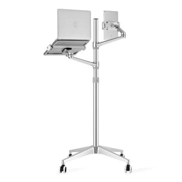 WERGON - Tristan - Justerbar Alu holder med hjul - Laptop 10-17" / Tablet 4-14" - H:83-130cm - Sølv