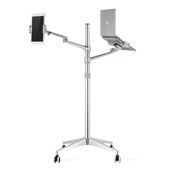 WERGON - Tristan - Justerbar Alu holder med hjul - Laptop 10-17" / Tablet 4-14" - H:83-130cm - Sølv