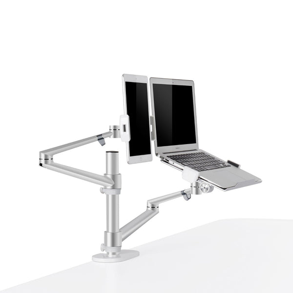 WERGON - Konrad - Justerbar Dual holder - Til en Laptop 11-17" + en Monitor skærm Max 27"  - Sølv