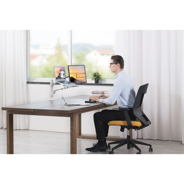 WERGON - Konrad - Justerbar Dual holder - Til en Laptop 11-17" + en Monitor skærm Max 27"  - Sølv