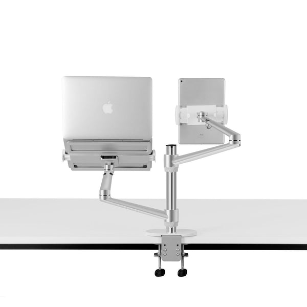 WERGON - Konrad - Justerbar Dual holder - Til en Laptop 11-17" + en Monitor skærm Max 27"  - Sølv