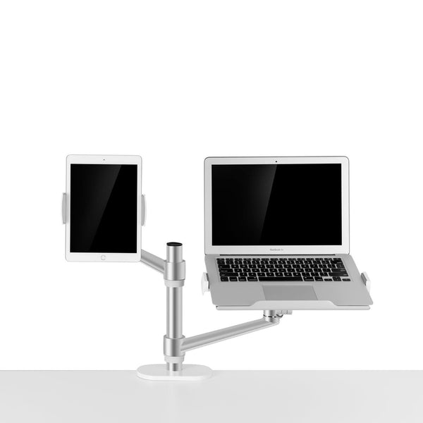 WERGON - Konrad - Justerbar Dual holder - Til en Laptop 11-17" + en Monitor skærm Max 27"  - Sølv